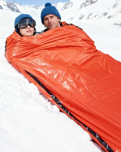 Rocalt Emergency Sleeping Bag | Ultralight Mylar Emergency Blanket, Extra Thick Space Blanket, Waterproof & Portable Thermal Bivy Sack for Camping, Hiking, and Outdoor Adventures