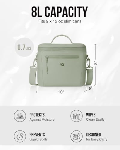 GLORIEROO Insulated Lunch Box Bag Women Girls - Waterproof Leakproof Lightweight Reusable Cooler for School Work Picnic - Back to School - color: Green, size: Small 8L