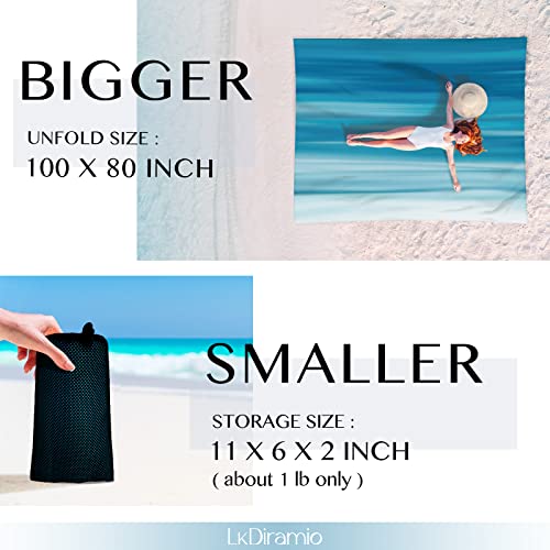 Beach Blanket Sand Proof Waterproof Oversized 100" x 80" Sand Free Mat with Corner Pockets and Mesh Bag for Outdoor, Picnic, Travel, Beach Accessories Portable, Gradient Blue Ocean - color: Gradient Blue Ocean
