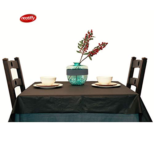 Neatiffy Disposable Plastic Table Cloth Roll | 54 in x 108 Ft Waterproof Tablecloth | Table Cover for Rectangle, Square, Round Oval Tables | Picnic, Party, Banquet, Birthdays, Weddings - Black - color: Black