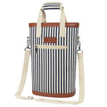 opux Two Bottle Wine Bag Carrier Tote, Insulated Leakproof 2 Bottle Wine Cooler Bag for Travel BYOB Picnic, Portable Wine Case, Gift for Men Women Wine Lover Birthday Party Christmas, Navy Stripes - color: Navy Stripes