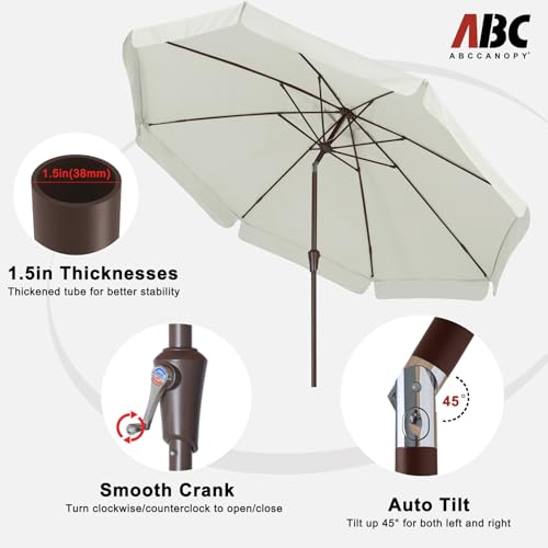 ABCCANOPY 11ft Scalloped Patio Umbrella, Outdoor Table Umbrella with Tilt and Crank, Fiberglass Ribs Deck Umbrella for Patio, Pool, Garden, Picnic (Light Beige) - color: Light Beige, size: 11FT