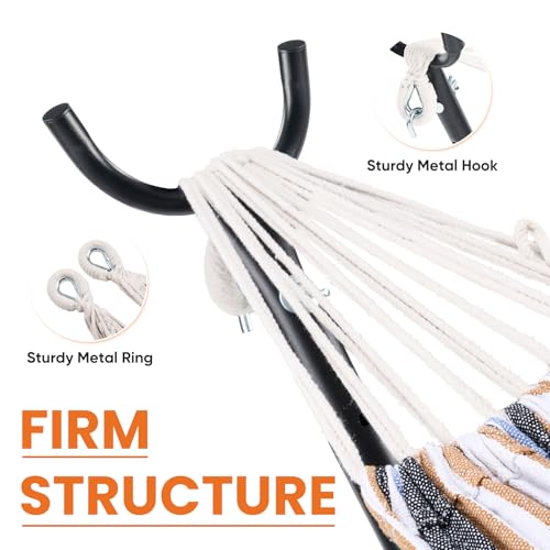 Sweetcrispy Double Hammock with Space Saving Steel Stand Heavy Duty 2 Person Standing Hammocks 450lb Capacity for Outside Garden Yard with Portable Carrying Bag