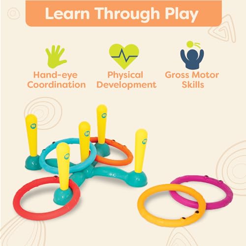 B. toys – Ring Toss Game – Indoor & Outdoor – Sling – a – Ring Toss – 12 Pieces – 5 Pegs & 5 Colorful Rings – for Toddlers, Kids – 3+ Years - style: Ring Toss Game