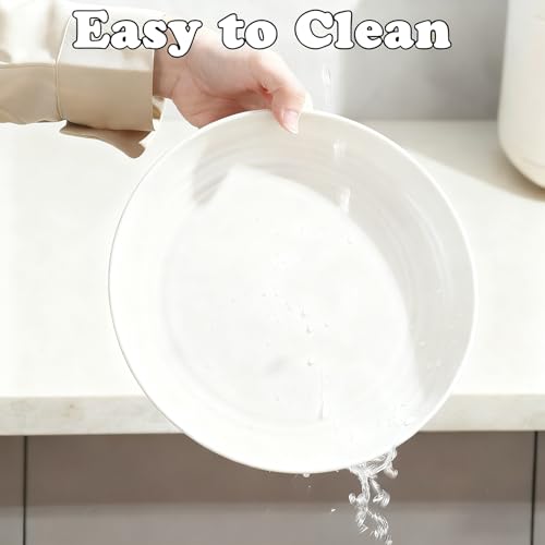 4 Pcs Unbreakable Wheat Straw Plates Set, 7.8 Inch Reusable Plastic Dinner Plates, Microwave Dishwasher Safe, Lightweight Plates for Kitchen Camping, BPA Free (White) - color: White