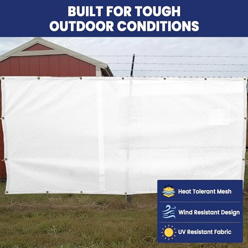 Tarps Now 10' x 12' White Heavy Duty Mesh Tarp with Brass Grommets - UV Resistant Reflective White 75% Sun Shade, Backyard, Patios, Breezeways, Gazebos, Kennels, Mesh for Flatbeds, Trucks or Trailers - size: 10' X 12'