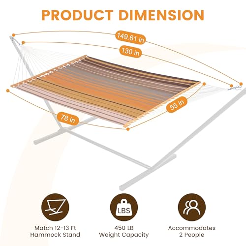 Lazy Daze Hammocks Quick Dry Hammock with Spreader Bar Textliene Fabric Double 2 Person Hammock with Chains Outdoor Patio Poolside Backyard Beach 450 lbs Capacity, Coffee Stripes - color: Coffee Stripes