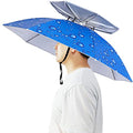 Umbrella Hat, 37 inch Fishing Umbrella Hat Hands Free Foldable UV Protection Umbrella Cap Adjustable Headwear for Fishing Golf Camping Beach Gardening Sunshade Outdoor - color: Water Drop Blue/Double Layer