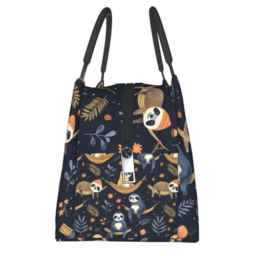 Cute Sloth Lunch Box with Cozy Forest Animal Pattern for Girls and Adults,Lightweight Handbag with Zipper Closure,Portable Cosmetic Bag for School, Work, Office, Travel and Picnic Gifts - color: Sloth