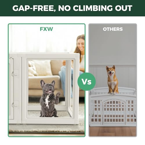 FXW AuraSpace Acrylic Indoor Dog Playpen for Small and Medium Dogs, 30 Inch, 10 Panels, White - color: White, size: 30"h