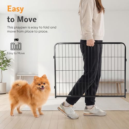 NEWBULIG Dog Playpen for Indoor 40 Inch 6 Panels - Portable Heavy Duty Metal Pet Exercise Pen with Door, Foldable Small Medium Large Dog Puppy Playpen Fence for Outdoor RV, Camping, Yard, Garden - color: Black, size: 40IN