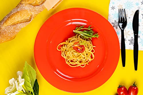 POSATE Plastic Plates Disposable 60 PCS, Heavy Duty 30 Dinner Plates 10.25" and 30 Dessert Plates 7.5" for Party, Red - color: Red