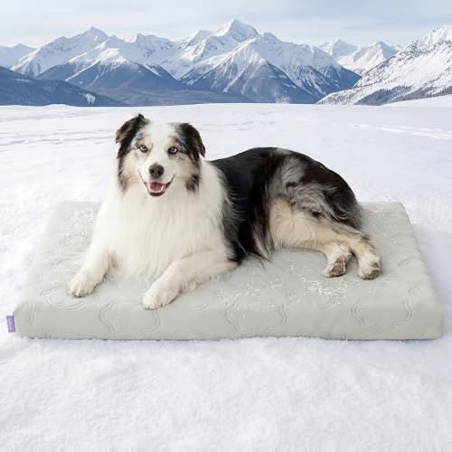 LE SURE Cooling Dog Bed, XL Q-Max>0.5 Cooling Mat with Removable Washable Cover, Breathable Orthopedic Egg Crate Foam Non-Slip Summer Pad for Extra Large Active/Senior/Long-Haired Pets, 41x27 Inch - color: Cooling Gray, size: 41x27x3.3