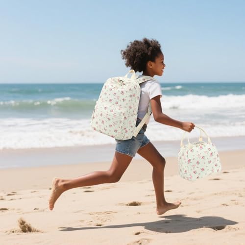 LEDAOU Lunch Box for Women Insulated Lunch Bag Corduroy Lunch Tote Bags Leakproof Cooler Lunch Case for Travel Work Picnic (Bow Floral) - color: Bow Floral