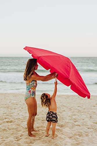 PICNIC TIME 5.5 Ft Portable Beach Umbrella, Lightweight UV Protection Sunshade with Tilt Pole & Carry Bag, Outdoor Canopy Umbrella for Beach, Sand, Pool, Patio, Camping, Travel, or Backyard Shade, (Red) - color: Red