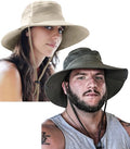 GearTOP Safari Hat for Men Sun Hats for Women UV Protection UPF 50+ Fishing, Gardening, Hiking Hat (22-23 1/2") - color: Beige & Army Green Standard