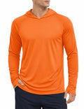 KEFITEVD Men's Sun Protection UPF 50+ Hoodie Shirts Long Sleeve Swimming Fishing Shirt SPF UV Quick Dry Rash Guards - color: Orange, size: X-Large