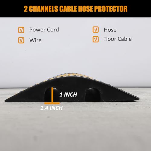 Garvee Speed Bump, 2 Pack 6 Ft Rubber Speed Bumps for Asphalt Road Driveway, 25000 lbs Load Capacity Modular Cable Ramps Cable Protector Ramp Hose Protector Ramp with 2 Cord Channel