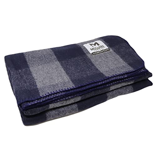 M MCGUIRE GEAR Warm Wool Bunkhouse Plaid Blanket for Camping, Home, Survival, or First Aid, 64" x 90" (Gray/Navy) - color: Gray/Navy