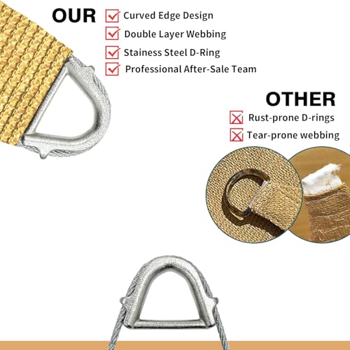 Reinforced Corners & Edges 16' x 20' Rectangle Sun Shade Sail Commercial Grade Curved Edge UV Block Canopy for Outdoor, Patio, Backyard, Garden, Pool, Deck, Heavy-Duty Design, Sand - color: Sand, size: 16'x20' Pro