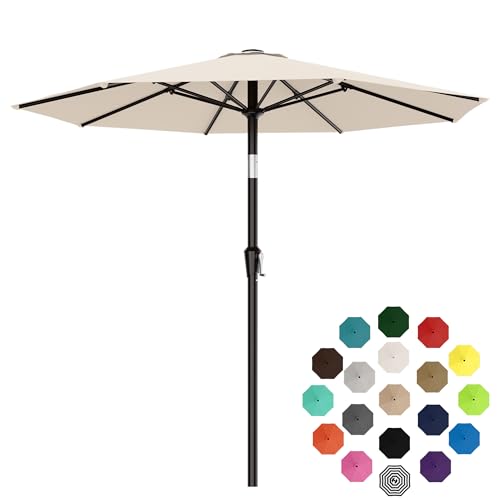 AreShark 9 FT Patio Umbrella for Outdoor, Outdoor Table Umbrella with Push Button Tilt and Crank, Outdoor Patio Umbrellas with 8 Sturdy Ribs for Market, Garden, Pool (Cream-white) - color: Cream-white, size: 9ft