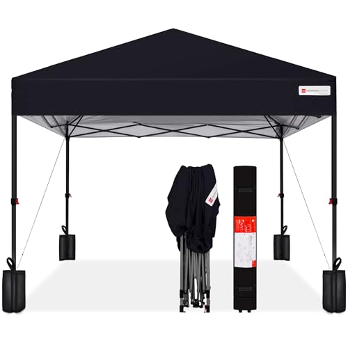 Best Choice Products 10x10ft Pop Up Canopy Tent, Outdoor Shade, 1 Person 1 Minute Set Up, Carry Case, 4 Weight Bags - Black - color: Black, size: 10x10ft