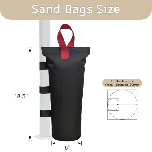 Canopy Weights Set of 4，Heavy Duty Canopy Weight Bags (120 lbs) for Ez Pop up Canopy Tent Outdoor Instant Canopies, Set of 4, Black Red Handle (Without Sand) - color: Black+Red Handle, size: 120lbs(4 x 30lbs)
