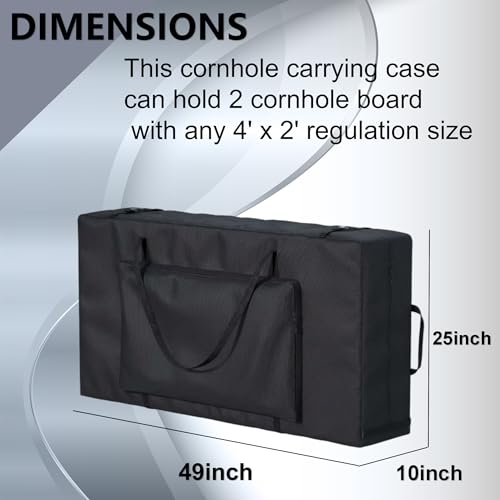 Cornhole Carrying Case Fits 4' x 2' Regulation Size Board,with Bean Bag Storage,600DHeavy-Duty Waterproof Cornhole Boards Bag - color: Black