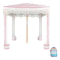 AMMSUN Beach Cabana with Beach Blanket, 7' x 7' Boho Canopy with Tassels, Premium Wood Pole, Fringe Cabana Tent with Sand Pockets, Instant Sun Shade for Sand, Garden, Outdoor, Rose Pink Stripes - color: Rose Pink Stripes with Beach Blanket