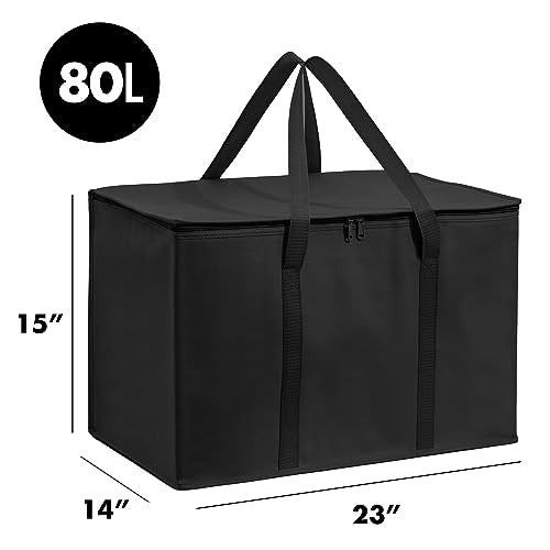 Carrywell (Not Made In China) Insulated Food Delivery and Catering Bags, XXXL Pizza Delivery and Reusable Warming Bag, Thermal Insulation Tote for Hot and Cold Food, Doordash - color: Black, size: 1 pack, style: Xxxl Insulated