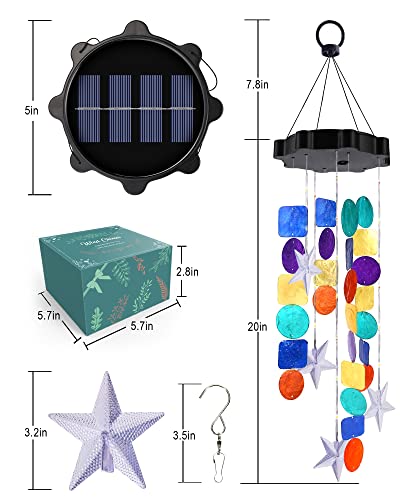 Toodour Solar Decorative Lights Outdoor, Colorful Shells Lights Gifts for Mom Grandma Women Wife Girls, Solar Wind Chimes Outside Decorative Mobile Light for Holiday Garden Porch Yard Window Decor