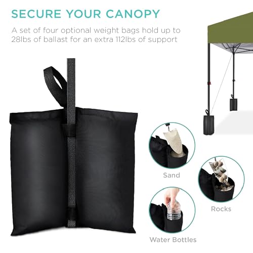 Best Choice Products 10x10ft Pop Up Canopy Tent, Outdoor Shade, 1 Person 1 Minute Set Up, Carry Case, 4 Weight Bags - Olive Green - color: Olive Green, size: 10x10ft