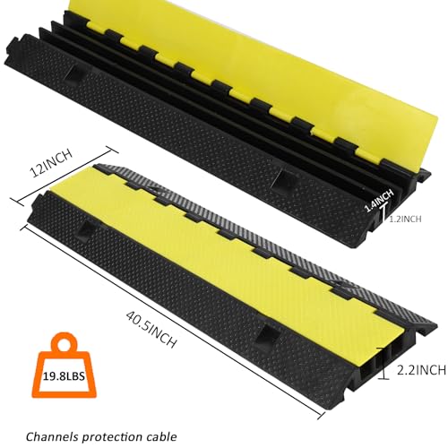 GarveeTech Cable Ramp 1 Pack 3 Channel Rubber Cable Protector Ramps, Cable Wire Cord Cover Ramp, 28000 lbs Capacity Heavy Duty Speed Bump Driveway Outdoor Hose Cable Ramp Protective Cover - size: 41''*12''*2''-3 Medium Channel
