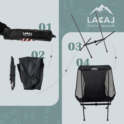G2 GO2GETHER Ultra-Light Folding Camping Chair, All-Aluminum Frame, Surper Breathable Fabric, Easy to Carry, Compact Storage Size (2, Black) - color: Black