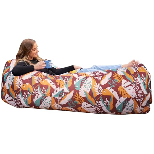 WEKAPO Inflatable Couch Air Lounger Chair - Camping & Beach Accessories, Portable Blow up Sofa for Hiking, Lawn, Indoor/Outdoor Movies & Music Festivals. Lightweight and Easy to Set Up Air Hammock - color: Chocolate Leaf