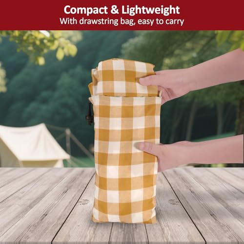6ft Picnic Table and Bench Cover, Camping Essentials RV Gear, 72 in Waterproof Windproof Outdoor Elastic All Around Tablecloth, Fitted Rectangle Tables and Seats, Coffee-White Checkered - color: Coffee-white Checkered, size: 72"