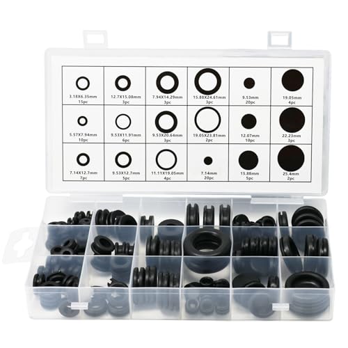 EASYEAH 125PCS 18 Sizes Rubber Grommet Kit, Rubber Plugs for Round Holes, Firewall Wire Cable Hole Grommet for Automotive, Industrial, Home 1/4 5/16 1/2 7/32 3/8 9/16 5/16 5/8 3/4 7/8 15/16 21/32 1 - style: 18 Sizes,125 pcs, Closed and Hole