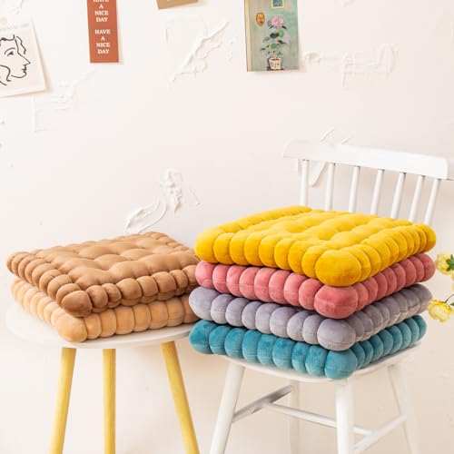 vctops Velvet Chair Pad Seat Cushion Solid Color Square Seat Pad Indoor Floor Cushion Super Soft Warm Chair Cushion Pad for Home Kitchen Dining Room Office (Yellow,16"x16") - color: Yellow