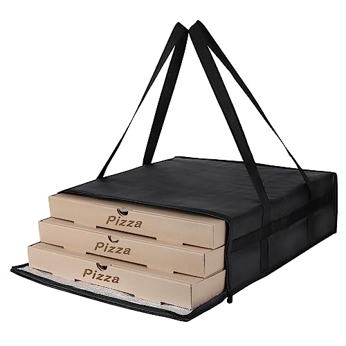 CIVJET Insulated Pizza Delivery Bag for Carry Hot, 20" x 20" x 6" Carrier Warmer, Insulated Food Delivery Bag, Insulated Grocery Cooler Bags for Catering/Drivers Commercial Food Warmers（Black, 1Pk） - color: Black, size: 20 X 20 X 6 Inches