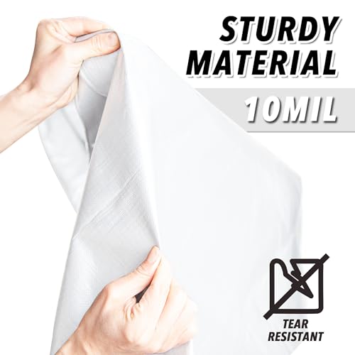 CARTMAN Finished Size 6x8 Feet 10 Mil White Heavy Duty Poly Tarp, Multipurpose Protective Cover, UV Resistant, Waterproof Poly Tarpaulin with Reinforced Edges Tarpaulin with Reinforced Edges - color: White/10mil, size: 6'×8'