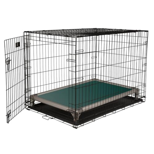 Kuranda Chewproof Elevated Crate Bed - Silver Aluminum - 30" x 20" - Vinyl - Forest Green - color: Forest, size: 30" x 20" - Silver Aluminum