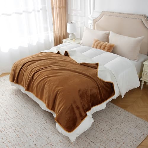 MERRYLIFE Waterproof Throw Blanket for Bed Couch Reversible Absorbent Spills Stain Leak Proof Dog Liquid Pee Proof Bed Furniture Protector (Camel, 50"*60") - color: Camel, size: 50"60"