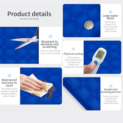 Water Fillable Pet Cooling Mat Pressure-Activated Gel Pad for Dogs & Cats, Scratch-Resistant Summer Cooling Bed (Dream Windmill (Blue), X-Large) - color: Dream Windmill (Blue), size: X-Large