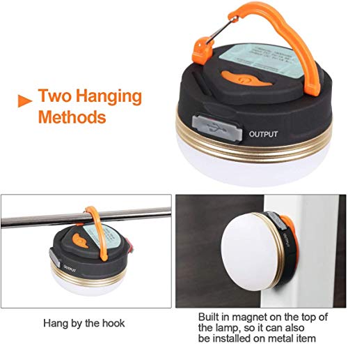 Censinda LED Camping Lantern, Rechargeable Portable Tent Light, 300LM,3 Light Modes,1800mAh Power Bank, Magnet Base,Electric Lantern Flashlight for Camping/Hiking/Fishing/Hurricane/Emergency(2 Packs)
