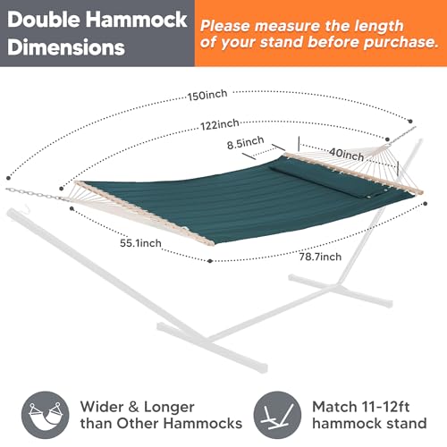 SUNCREAT Hammocks Replacement Hammock for Stand, 475 lbs Capacity, Two Person Patio Hammock for Outside, Dark Green - color: Dark Green