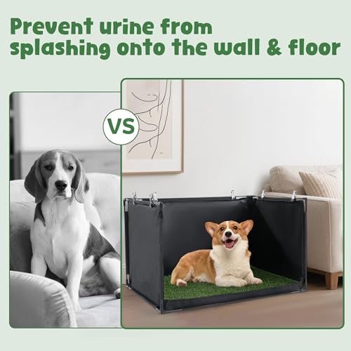 MABOZOO Dog Pee Pad Holder with Artificial Grass, 25 * 21 * 15.7 in Foldable Indoor Dog Potty Tray with Hemmed Edge, No Spill Pee Pad Holder Tray Puppy Litter Box for Dogs - size: Medium