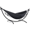 SUNCREAT Portable Outdoor Hammock with Stand Included, Double Hammock with Tassel for Outside, Dark Gray - color: Tassel-dark Gray