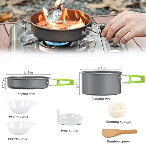 aiGear Camping Cooking Set Cookware Mess Kit with Storage Bag Pot Pan Set Camping Accessories for Outdoor Camping Hiking Picnic Portable and Lightweight Aluminum - color: Orange8pcs