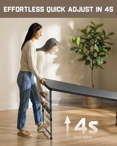 FanttikOutdoor 6ft Folding Table, 3 Heights, One-Handed Height Adjustment, Gravity Lock, Carry Handle, Indoor Outdoor Heavy Duty Fold-in-Half Portable Utility Table, Party, Black Zeta X6 Pro - color: Black