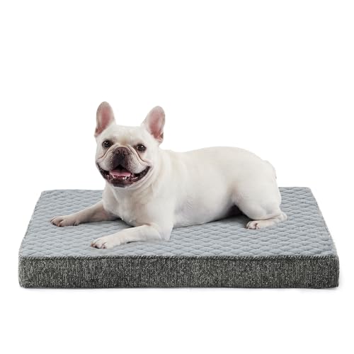 JOEJOY Orthopedic Dog Bed for Small Dogs, Washable Dog Crate Bed Small Sized with Removable Cover, Egg Memory Foam Pet Beds, Light Grey, 23"x17" - color: Light Grey, size: S(23"x17")